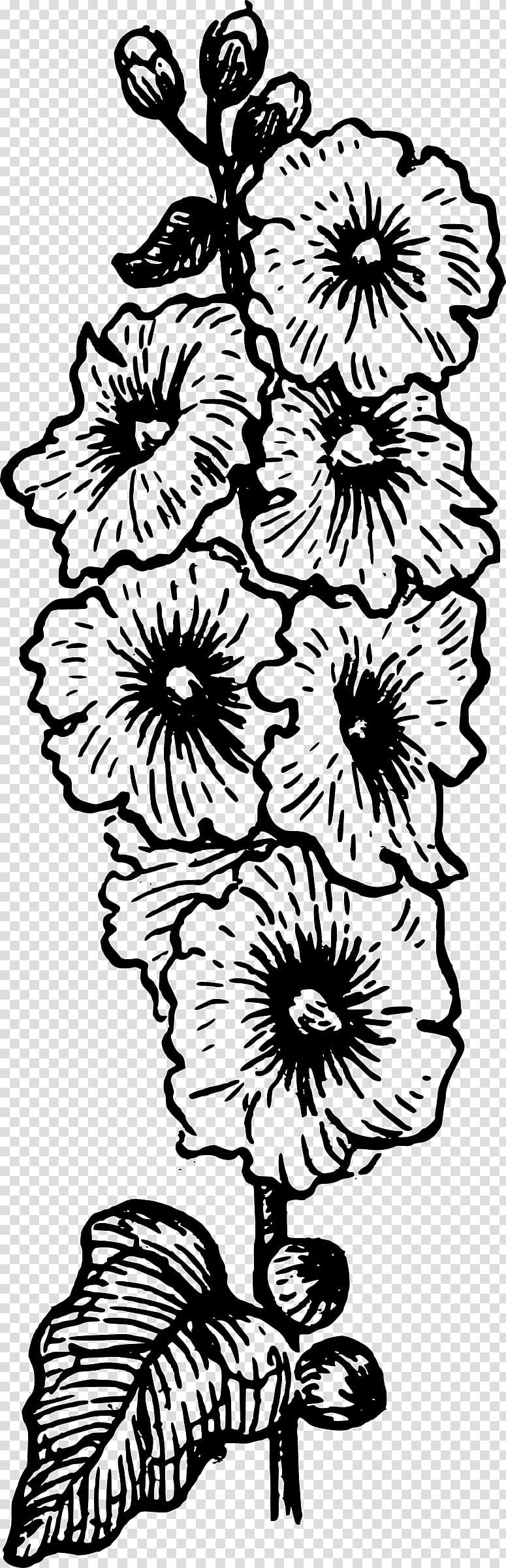 Coloring book Alcea rosea Drawing , rose outline transparent background PNG clipart