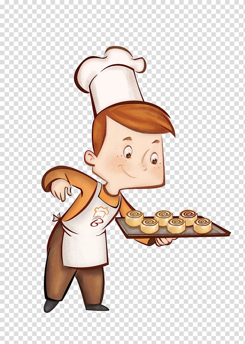 man holding tray of bread illustration, Bakery Cafe Pastry Cake, cooking pan transparent background PNG clipart