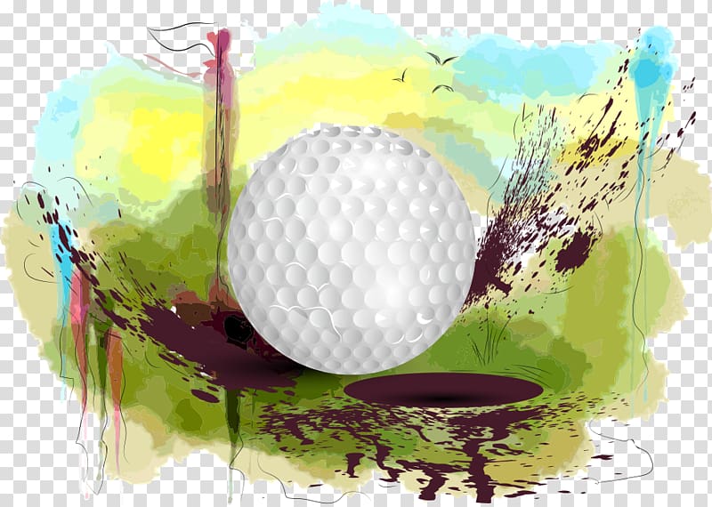 Golf course Golf ball Golf club, Tennis watercolor transparent background PNG clipart