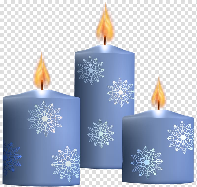three blue candles illustration, Candle , Winter Candles transparent background PNG clipart