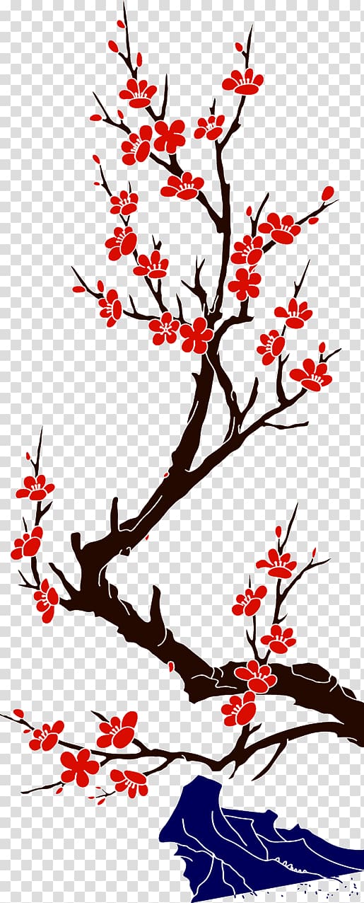 cherry blossom illustration, Plum Euclidean , Chinese Plum transparent background PNG clipart