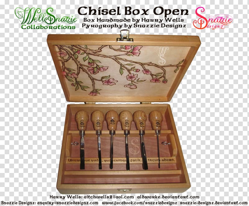 Art Pyrography Woodburn Chisel Box, Handemade transparent background PNG clipart