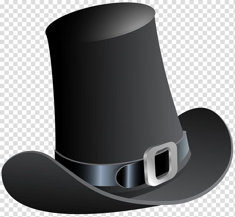 black hat with belt , Pilgrim\'s hat Thanksgiving , Black Pilgrim Hat transparent background PNG clipart