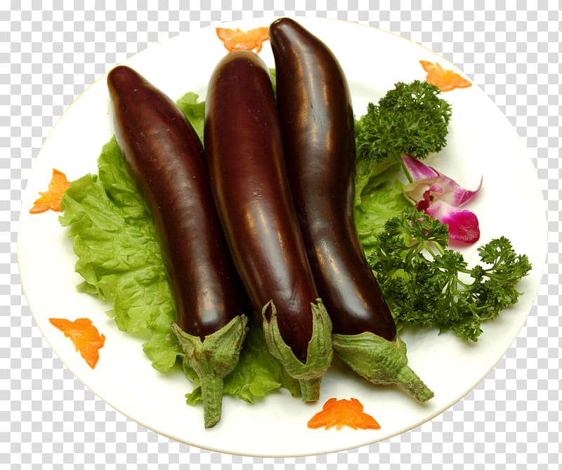 Thuringian sausage Bratwurst Bockwurst Liverwurst, Braised eggplant transparent background PNG clipart