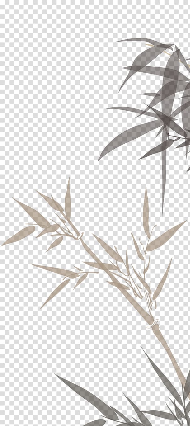 white and black bamboo, Ink wash painting Shan shui Bamboo Chinese painting, bamboo transparent background PNG clipart