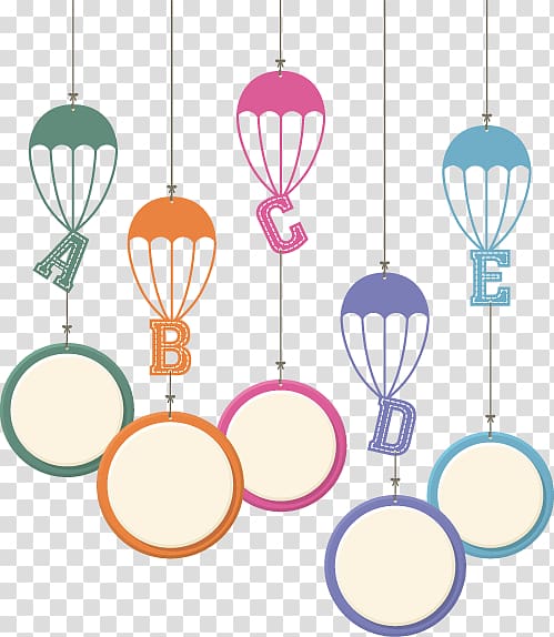 Infographic Illustration, Cartoon hand colored circle parachute Balloon transparent background PNG clipart
