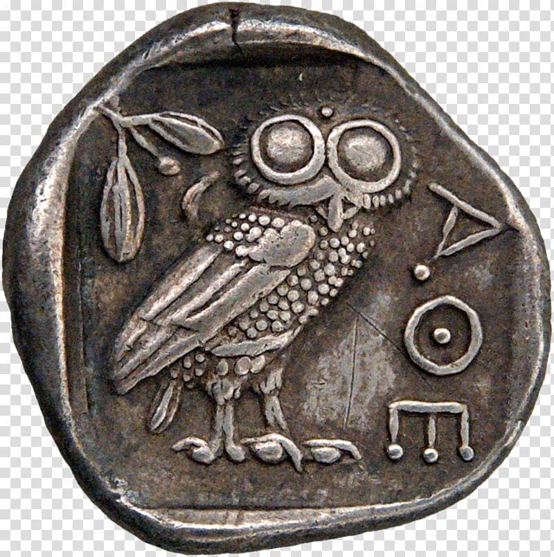 Athens Ancient Greece Tetradrachm Owl of Athena Museum, silver coins transparent background PNG clipart