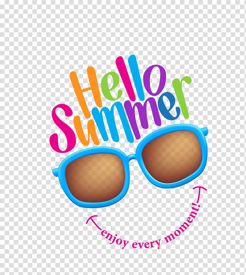 hello summer illustration, Summer Illustration, color glasses decorated summer time transparent background PNG clipart