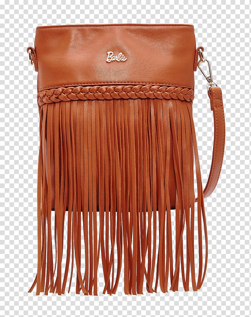 Handbag Leather Messenger bag Tassel, Barbie brown tassel bag transparent background PNG clipart