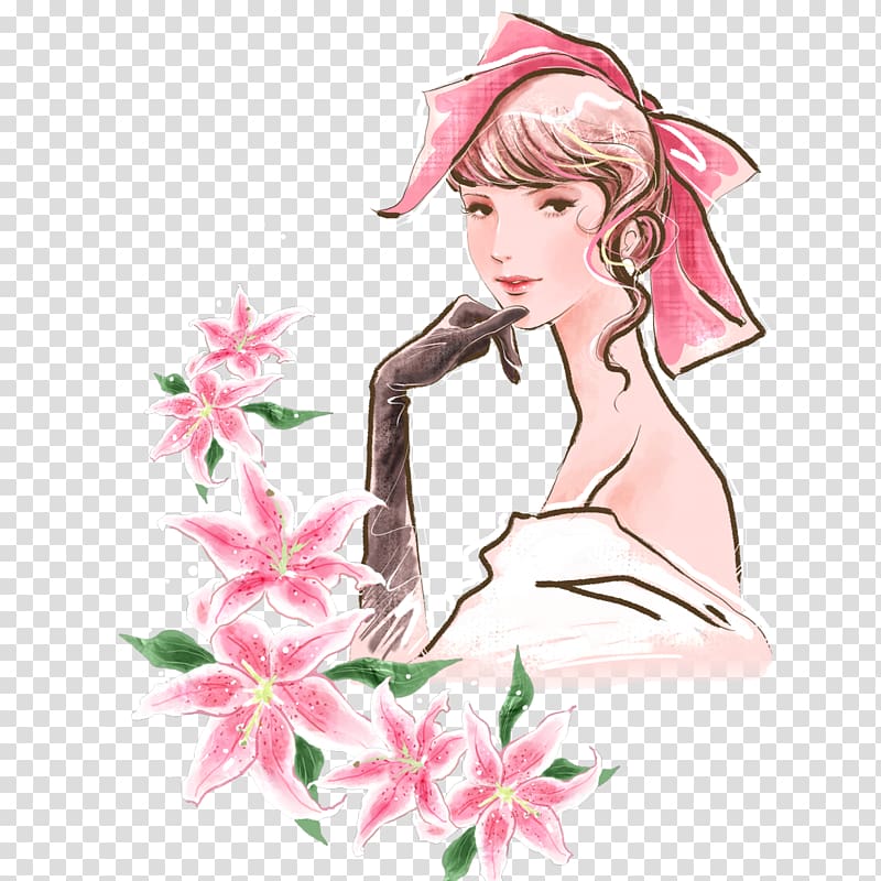 Watercolor painting Woman, Shanghai trend women transparent background PNG clipart