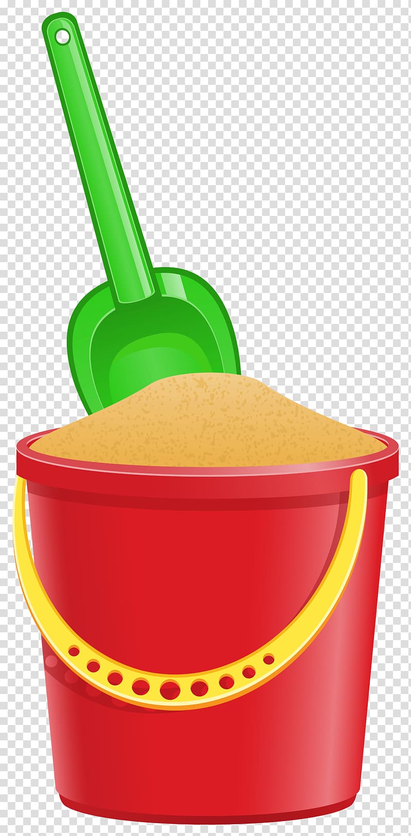 red pail with sand , Shovel Bucket , Bucket with Shovel transparent background PNG clipart