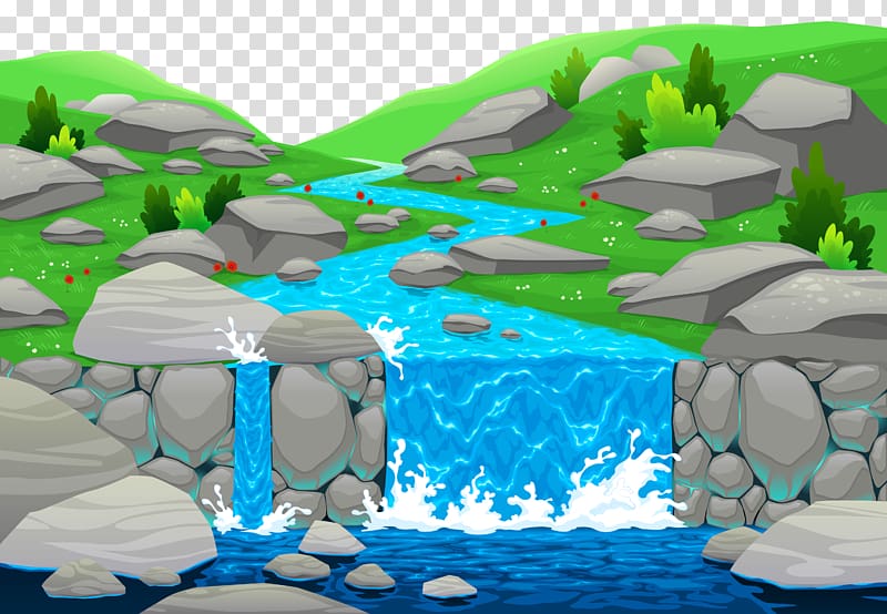 Cartoon River , Water Falling transparent background PNG clipart