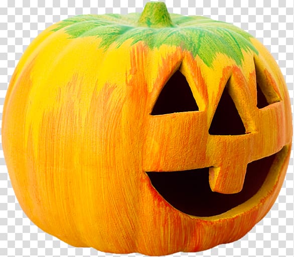 Calabaza Halloween Pumpkin Jack-o-lantern Carving, Hand painted pumpkin transparent background PNG clipart