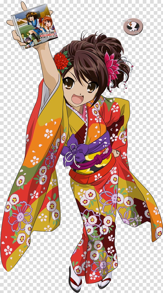 Kimono Haruhi Suzumiya Yukata Anime, kimono transparent background PNG clipart