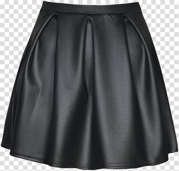 women's black leather A-line skirt art, Skirt Black Silk transparent background PNG clipart