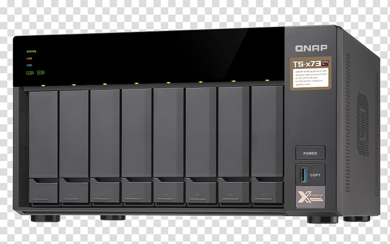 Disk array QNAP Desktop NAS TS-873 8-Bay Network Storage Systems QNAP Desktop NAS TS-673-4G 6-Bay QNAP Desktop NAS TS-473-8G 4-Bay, elevation transparent background PNG clipart