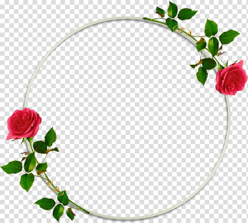 red flowers illustration, Frames Flower, round frame transparent background PNG clipart