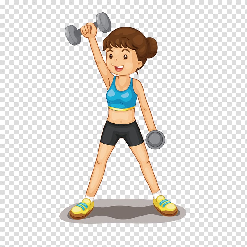 woman lifting gray fixed-weight dumbbells illustration, Weight training Olympic weightlifting Physical exercise , Dumbbells Fitness girl material transparent background PNG clipart