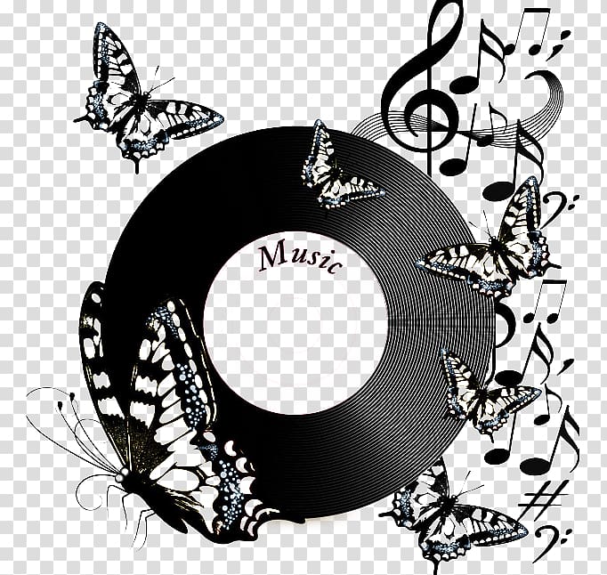 Musical note illustration Illustration, music butterfly transparent background PNG clipart