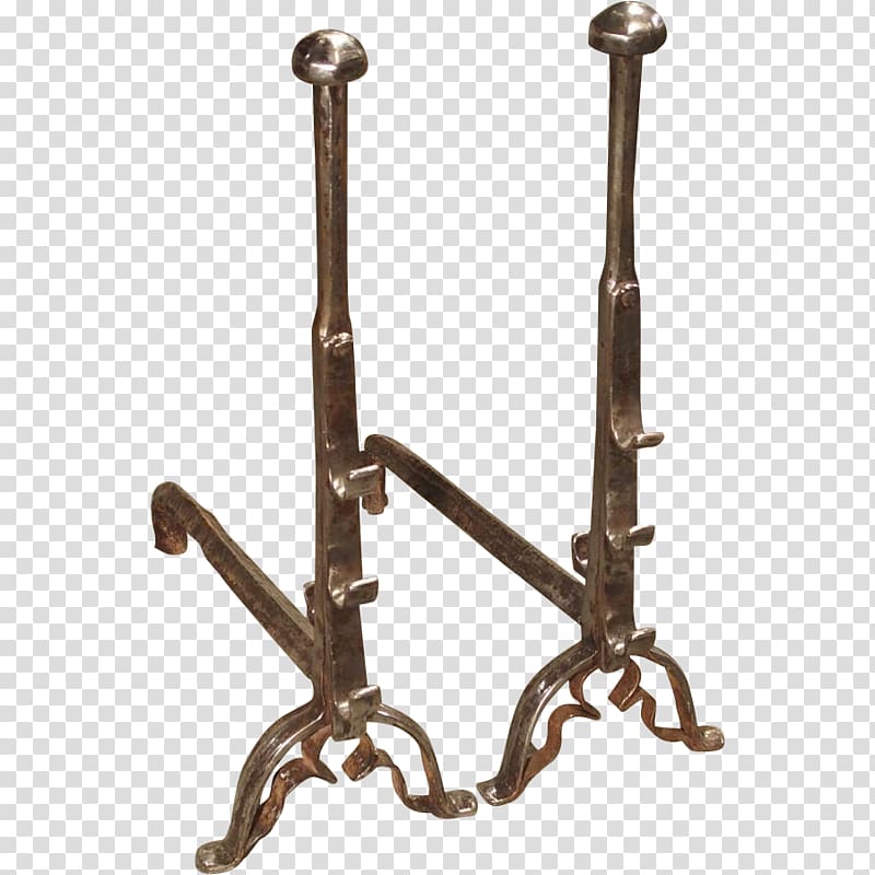 17th century Antique Andiron Fireplace Wrought iron, antique transparent background PNG clipart