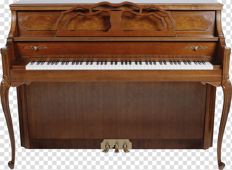 brown upright piano, Vintage Brown Piano transparent background PNG clipart