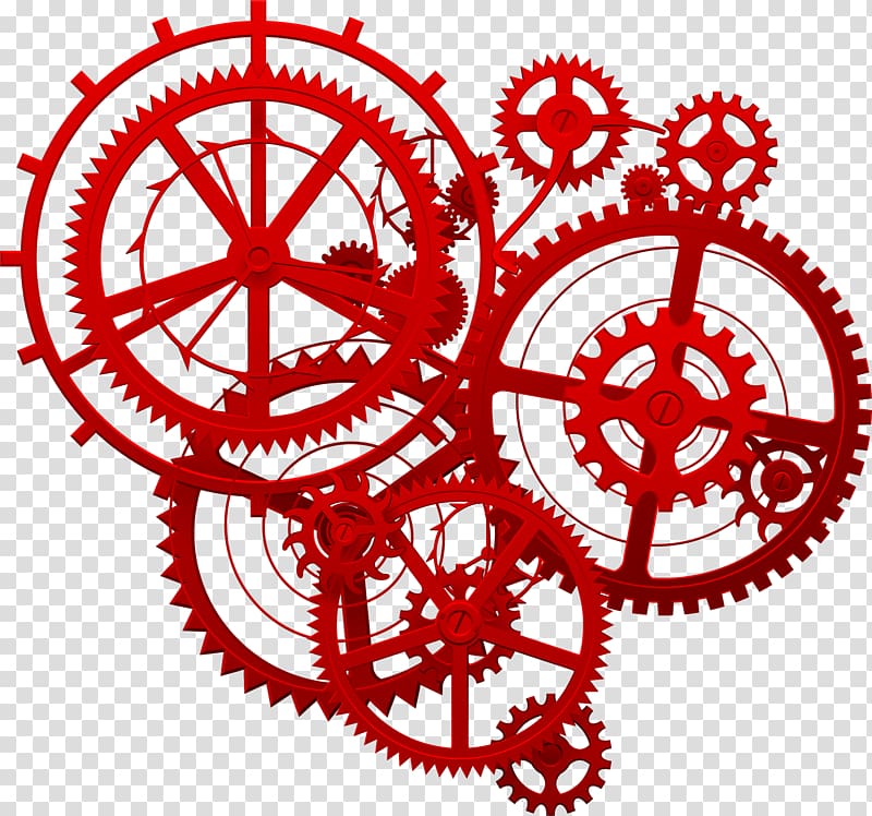 red gear mechanism illustration, Gear Gold Icon, Red tech gear transparent background PNG clipart