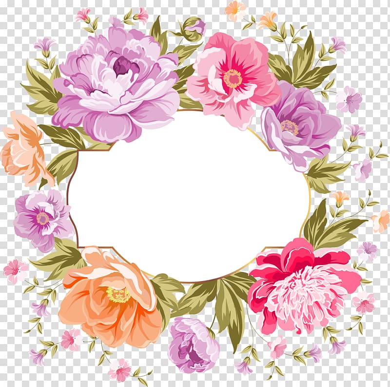 multicolored floral wreath illustration, Wedding invitation Flower bouquet Pink flowers, floral frame transparent background PNG clipart