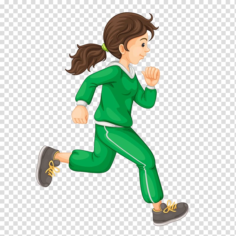 Cartoon Running , Running fitness girl material transparent background PNG clipart