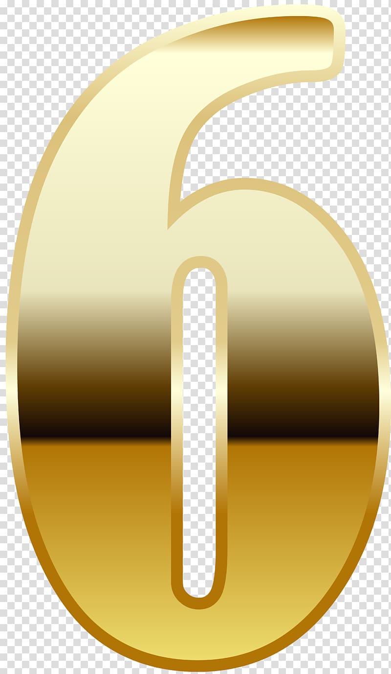 gold 6 illustration, Yellow Design Product, Gold Number Six transparent background PNG clipart