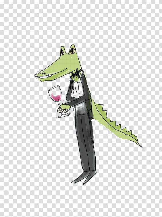 Crocodiles Suit Waiter, Waiter crocodile transparent background PNG clipart