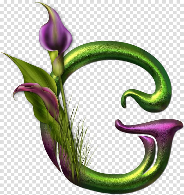 purple and green calla lilies letter G art, Letter Alphabet G Desktop Mobile Phones, J transparent background PNG clipart