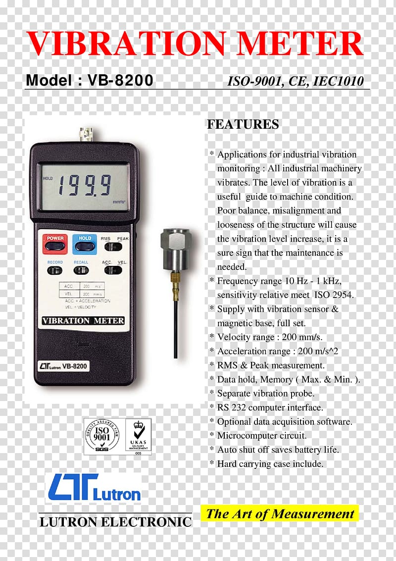 RS-232 Vibration Multimeter Interface Lutron Electronics Company, others transparent background PNG clipart