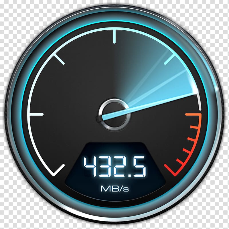 analog internet speed test reading at 432.5 MB/s, Speedtest.net Bandwidth Internet, speedometer transparent background PNG clipart
