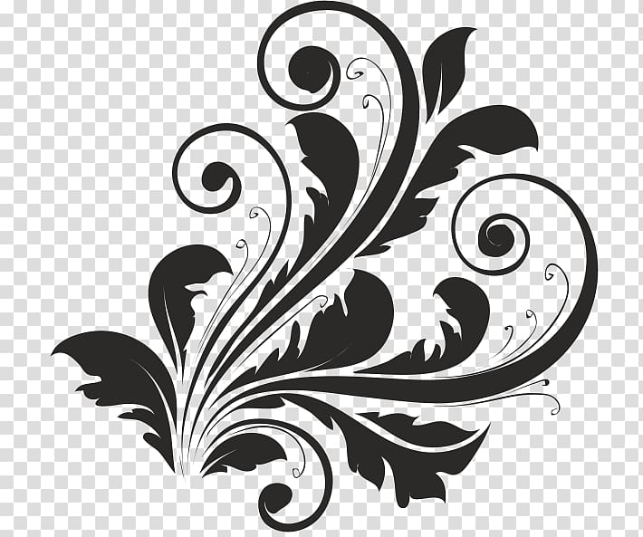 black floral illustration, Decorative arts Floral design, floral border design transparent background PNG clipart