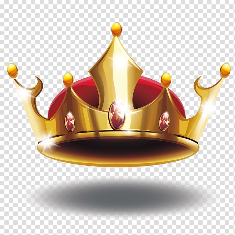 gold-colored and red crown, cartoon crown transparent background PNG clipart