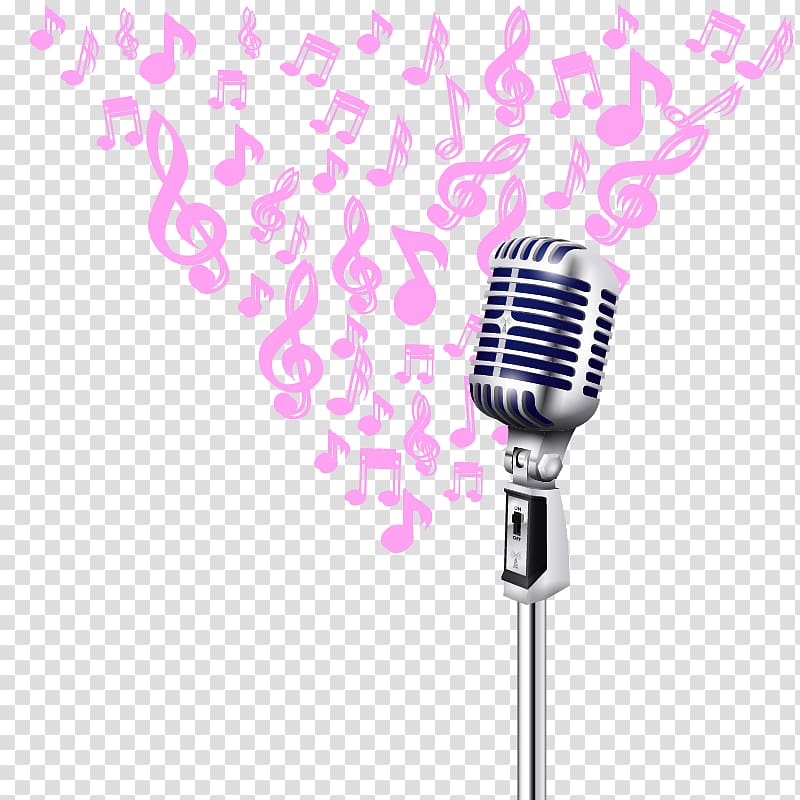 gray condenser microphone illustration, Microphone Musical note, microphone transparent background PNG clipart