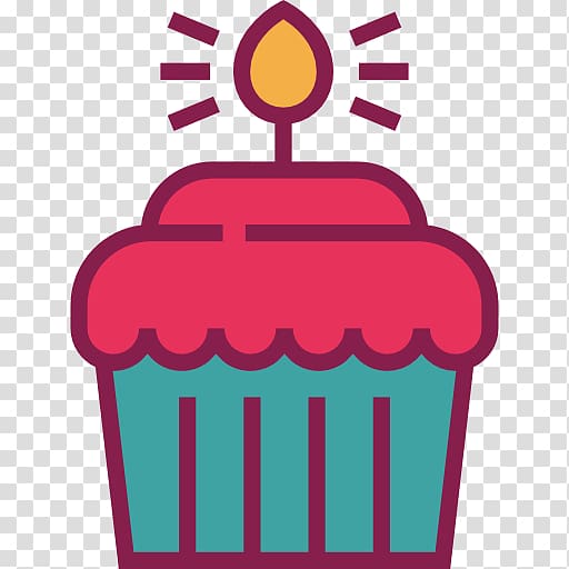 Cupcake Birthday Illustration, A small cake candle transparent background PNG clipart