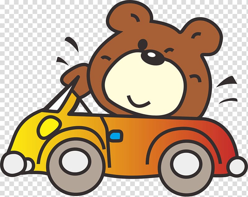 Bear Car , The little bear driving transparent background PNG clipart