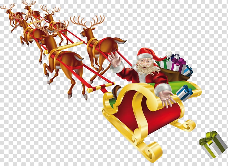 Santa Claus Sled Christmas , santa sleigh transparent background PNG clipart