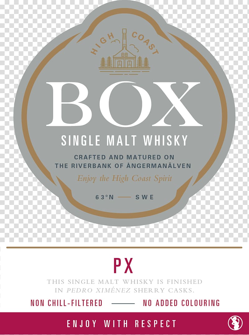 Whiskey Single malt whisky Box Destilleri AB Pedro Ximénez Label, box Label transparent background PNG clipart