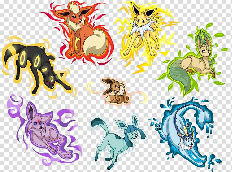 Pokémon Red and Blue evolutionary line of Eevee Jolteon, others transparent background PNG clipart
