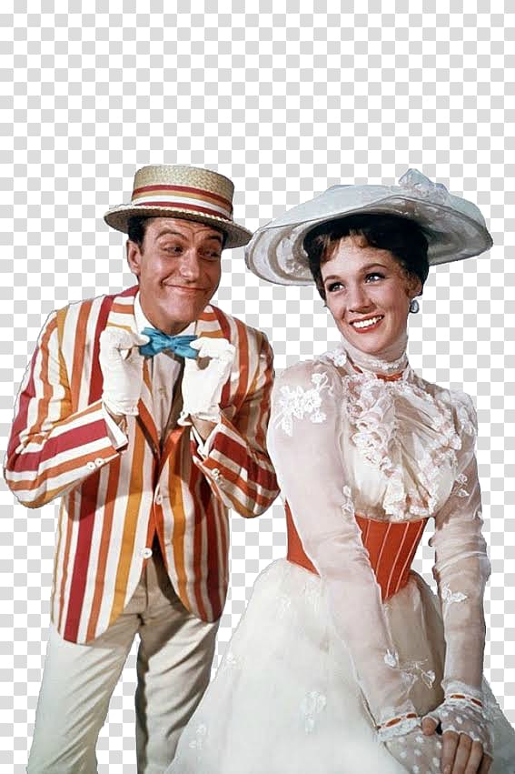 women's white long-sleeved dress, Julie Andrews Mary Poppins Returns Dick Van Dyke Costume, Mary Poppins transparent background PNG clipart