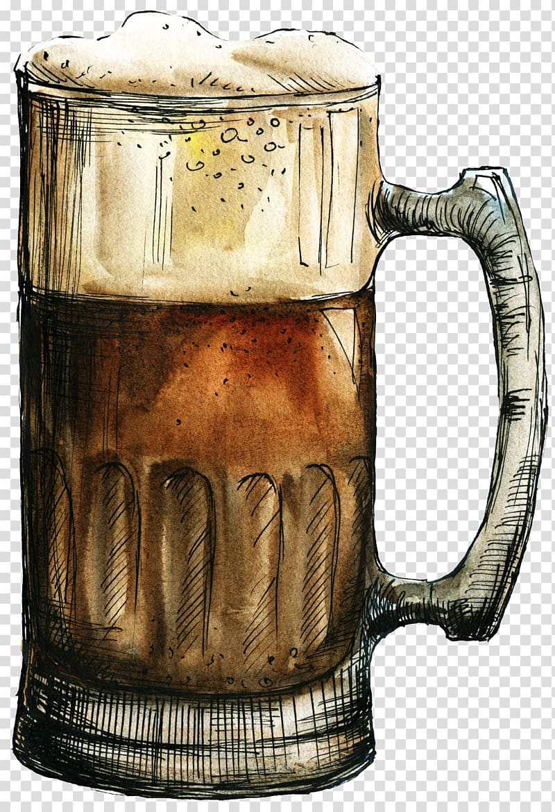 beer mug illustration, Beer glassware Tea Cup, Draft beer transparent background PNG clipart