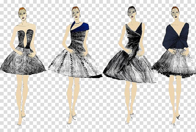 Dress Clothing Designer, Four Dress Design transparent background PNG clipart