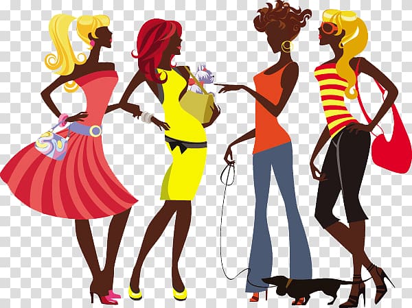 Cartoon Female Fashion Silhouette, Fashionable women transparent background PNG clipart
