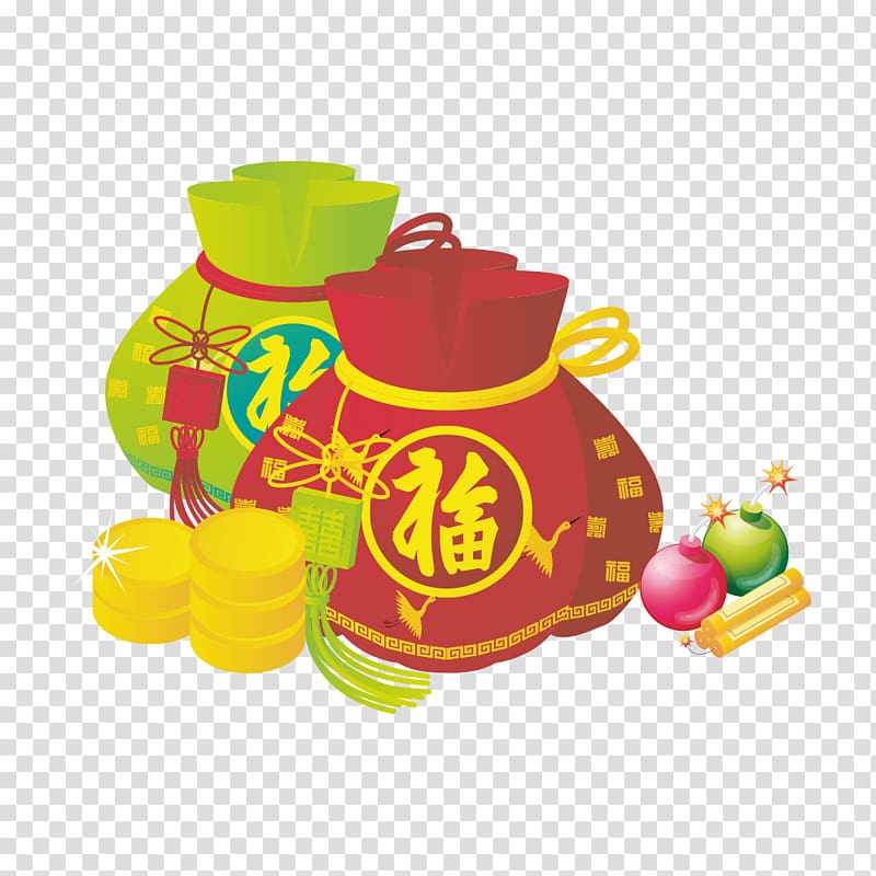 Chinese New Year Fukubukuro Lunar New Year, purse transparent background PNG clipart