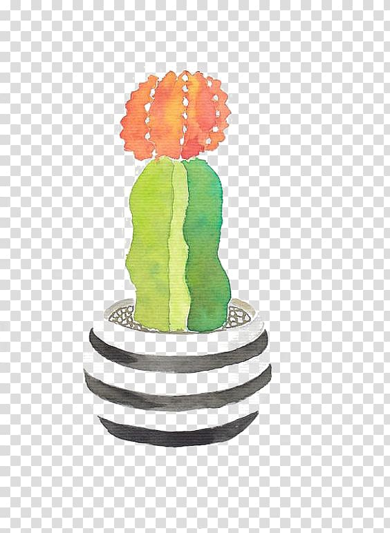 green cactus , Watercolor painting Cactaceae Succulent plant Illustration, cactus transparent background PNG clipart