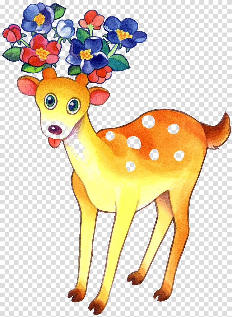 Sika deer Cartoon, Children draw deer transparent background PNG clipart