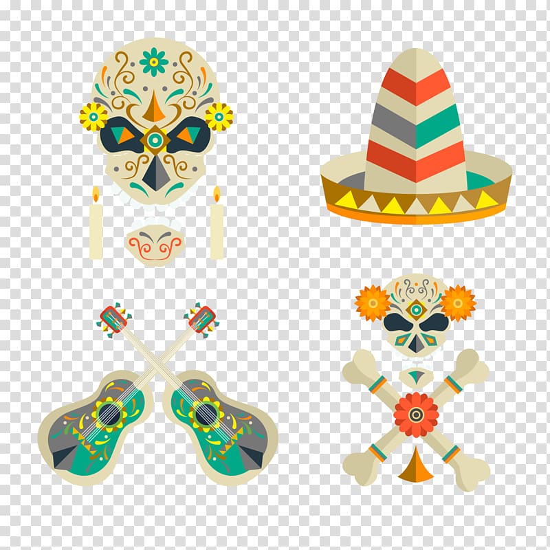 two skull , Mexico transparent background PNG clipart