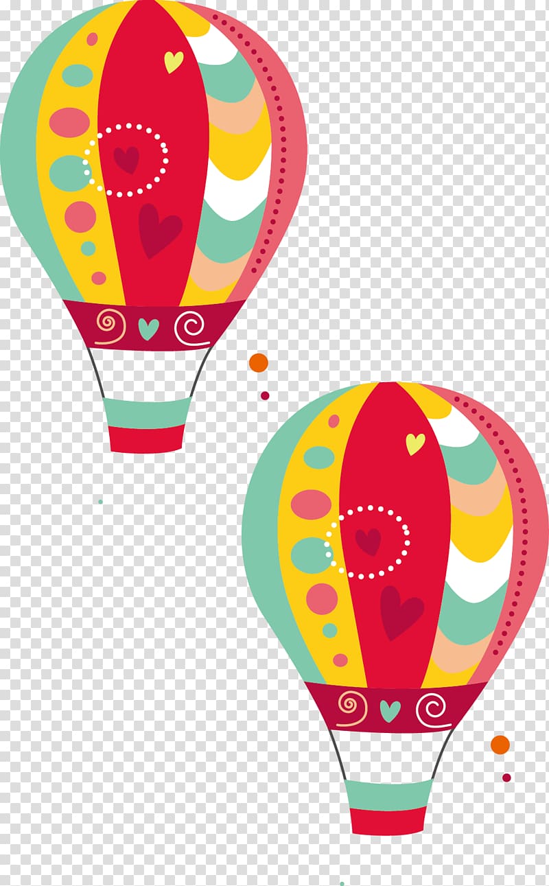 two yellow-red-and-green hot air balloons , Wedding invitation Birthday Hot air balloon, Parachute cartoon cute transparent background PNG clipart